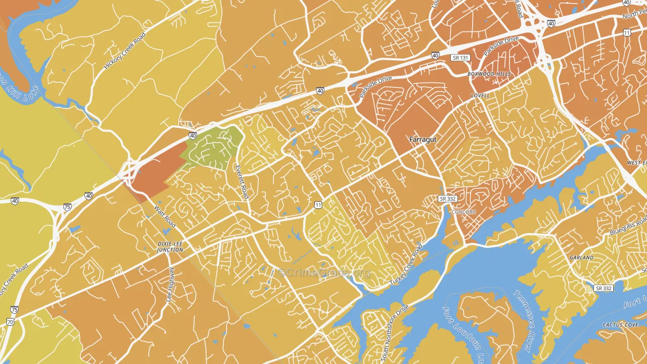 Farragut, TN Map of Vehicle Theft Rates
