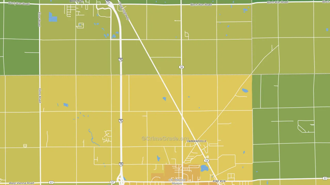 Farrandville, MI Map of Vehicle Theft Rates