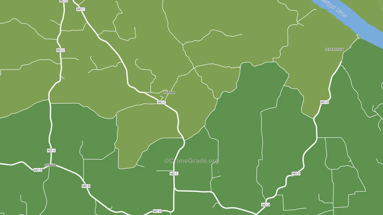 Farrar, MO Map of Vehicle Theft Rates