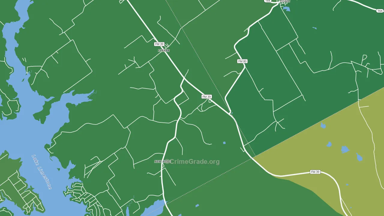 Farrar, TX Map of Vehicle Theft Rates