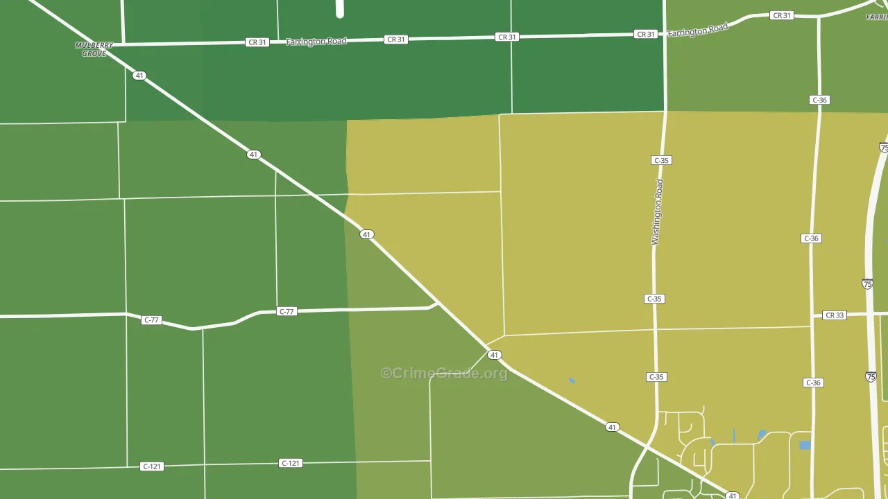 Farrington, OH Map of Vehicle Theft Rates