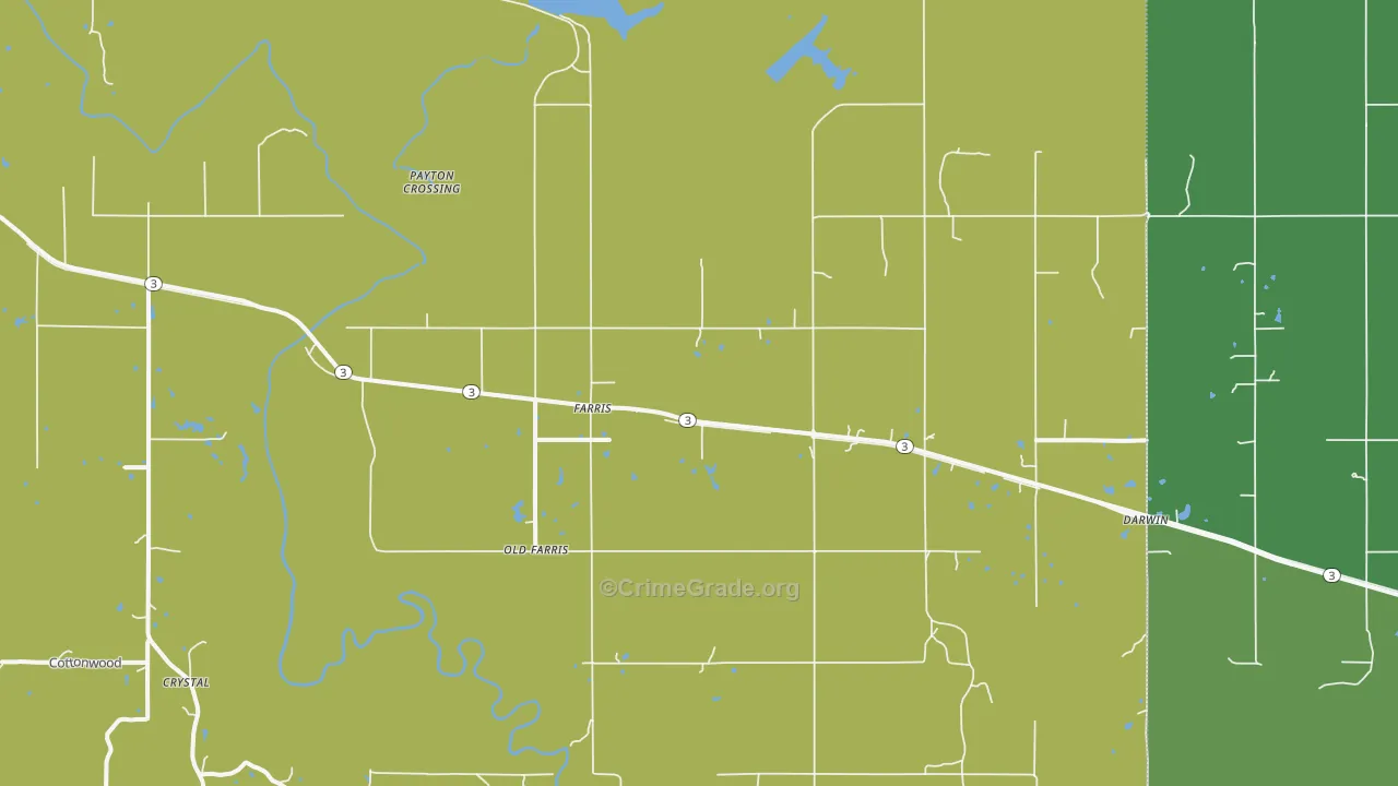 Farris, OK Map of Vehicle Theft Rates