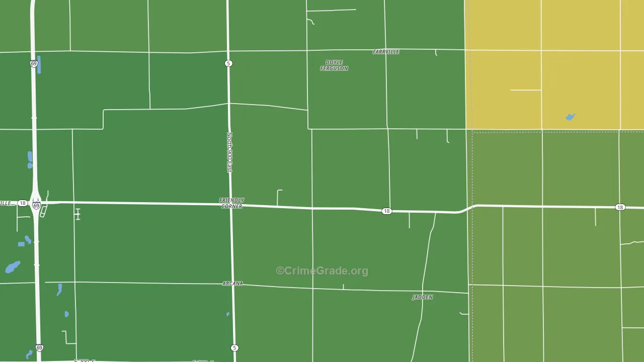Farrville, IN Map of Vehicle Theft Rates