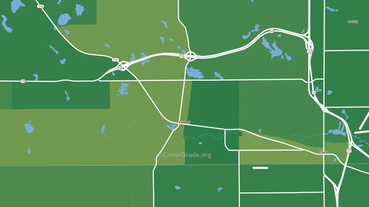 Farwell, MI Map of Vehicle Theft Rates