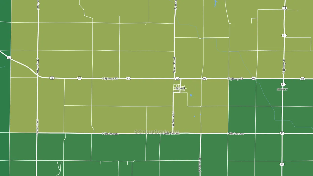 Farwell, NE Map of Vehicle Theft Rates