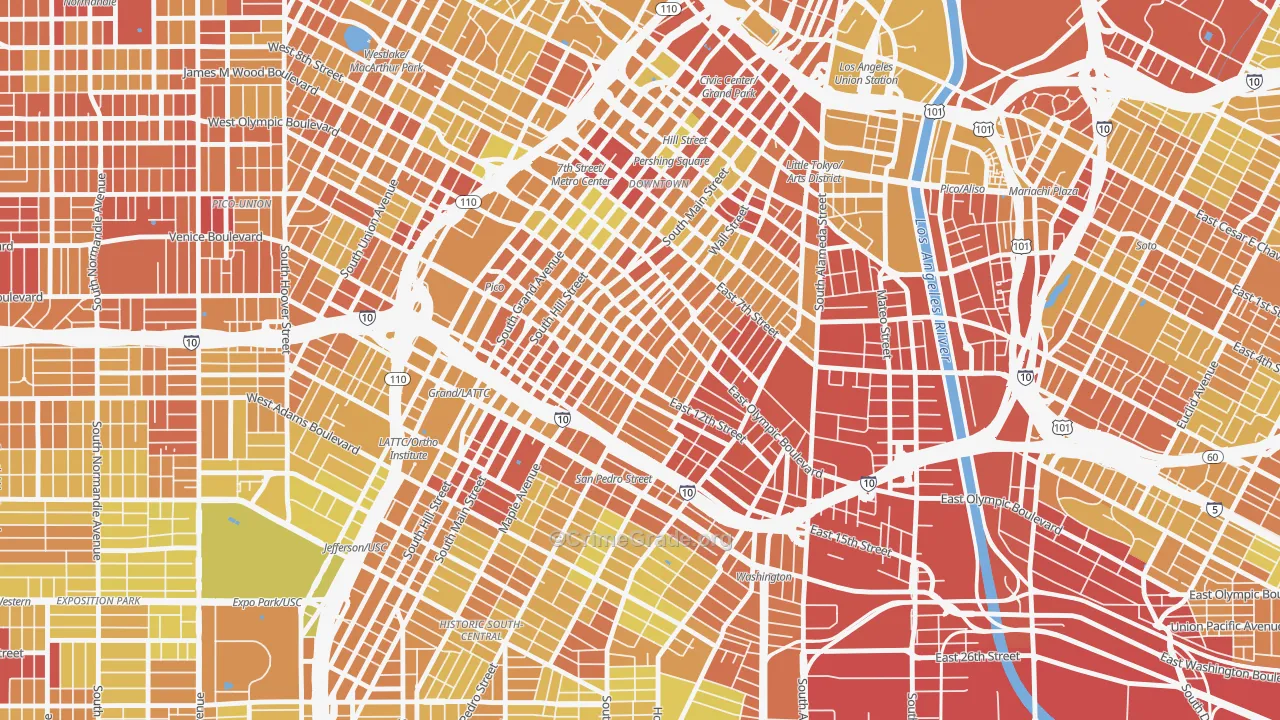 Fashion District, Los Angeles, CA Map of Vehicle Theft Rates