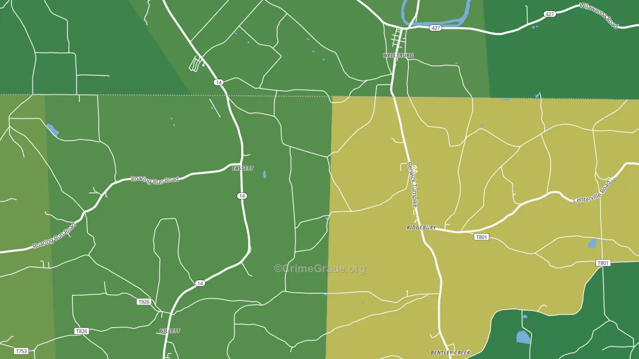 Fassett, PA Map of Vehicle Theft Rates