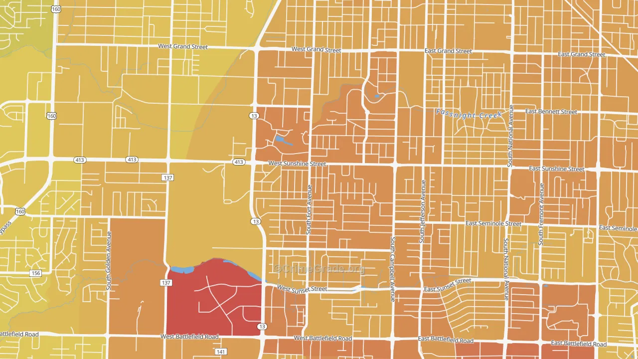 Fassnight, Springfield, MO Map of Vehicle Theft Rates