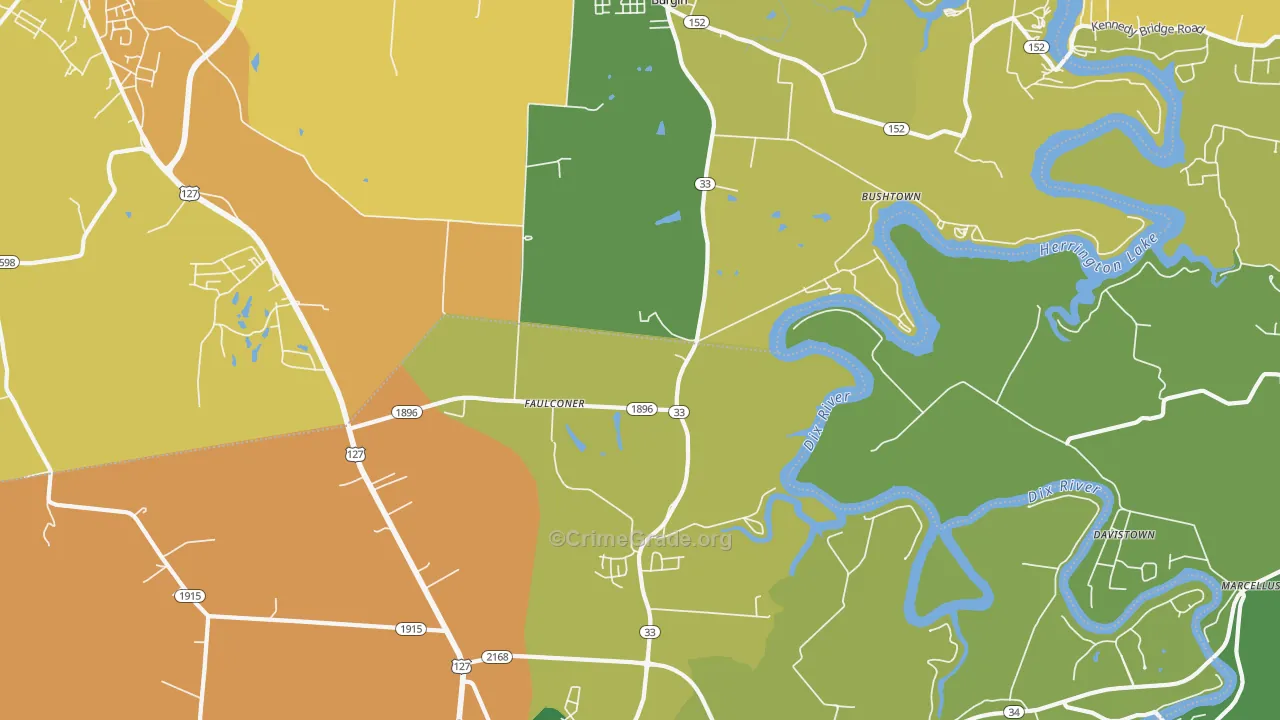 Faulconer, KY Map of Vehicle Theft Rates