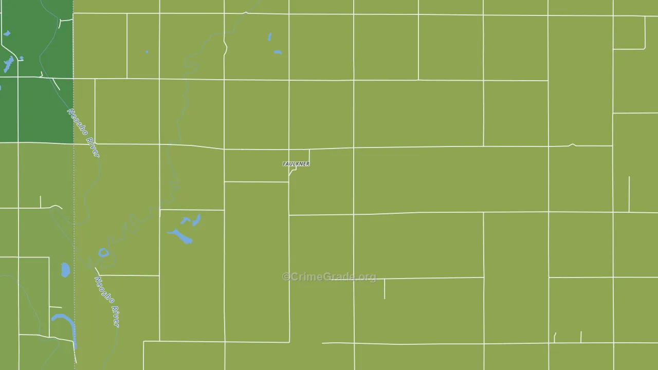 Faulkner, KS Map of Vehicle Theft Rates