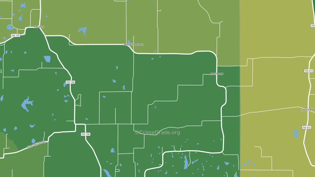 Faulkner, TX Map of Vehicle Theft Rates