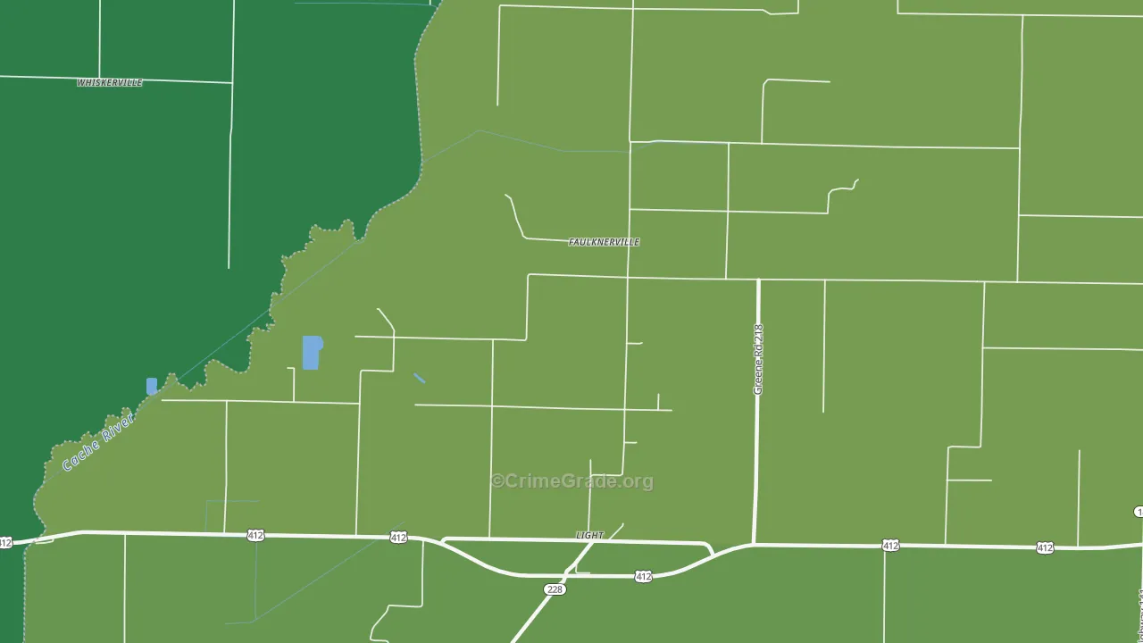 Faulknerville, AR Map of Vehicle Theft Rates