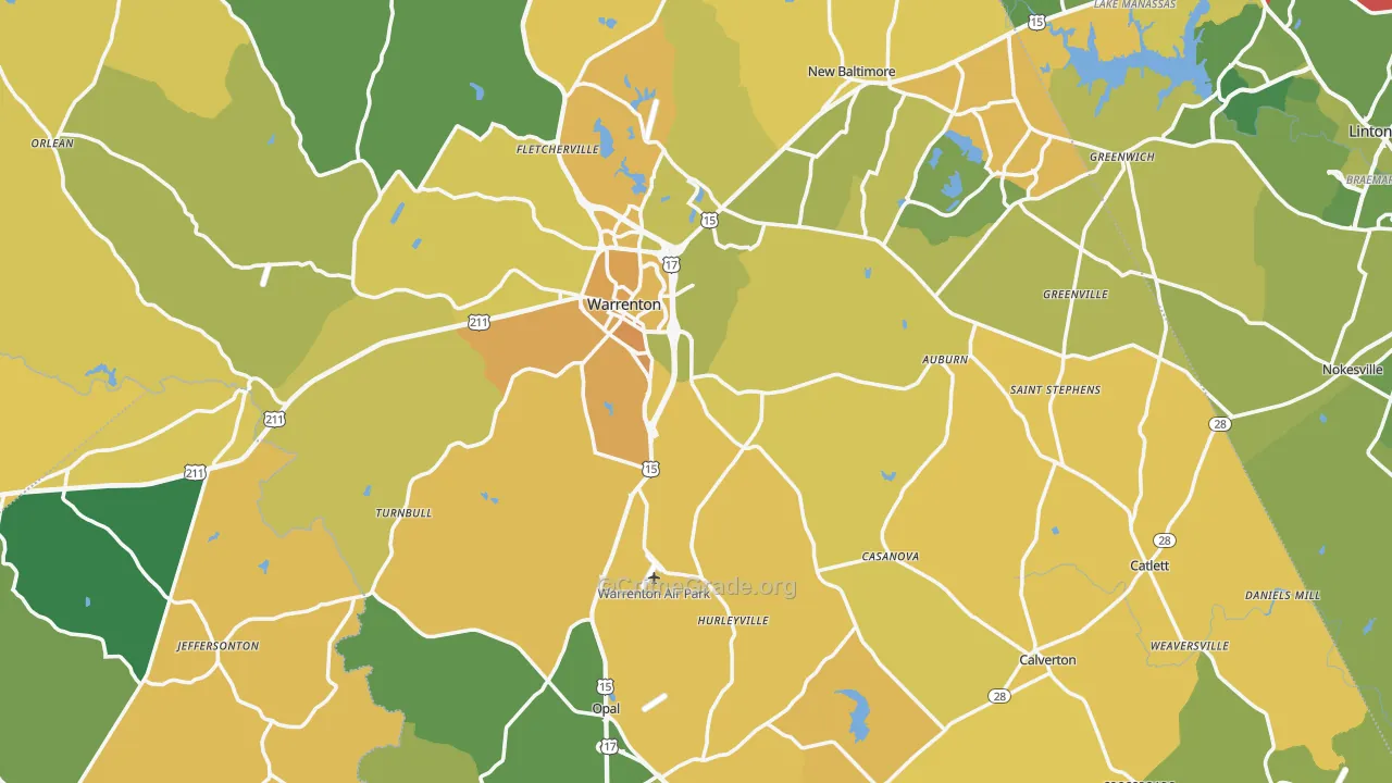 Fauquier County, VA Map of Vehicle Theft Rates