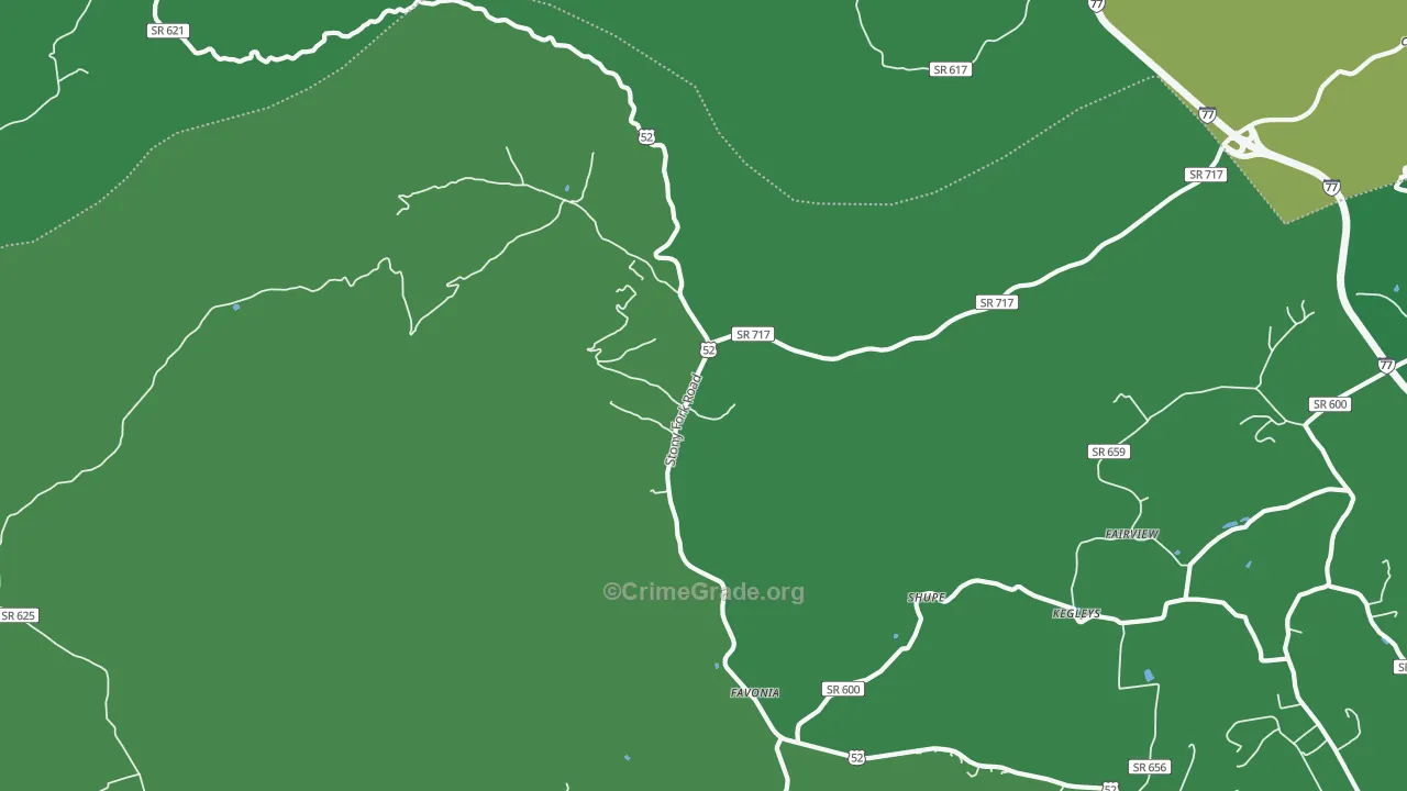 Favonia, VA Map of Vehicle Theft Rates