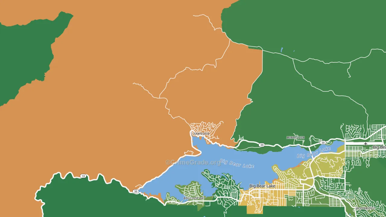 Fawnskin, CA Map of Vehicle Theft Rates