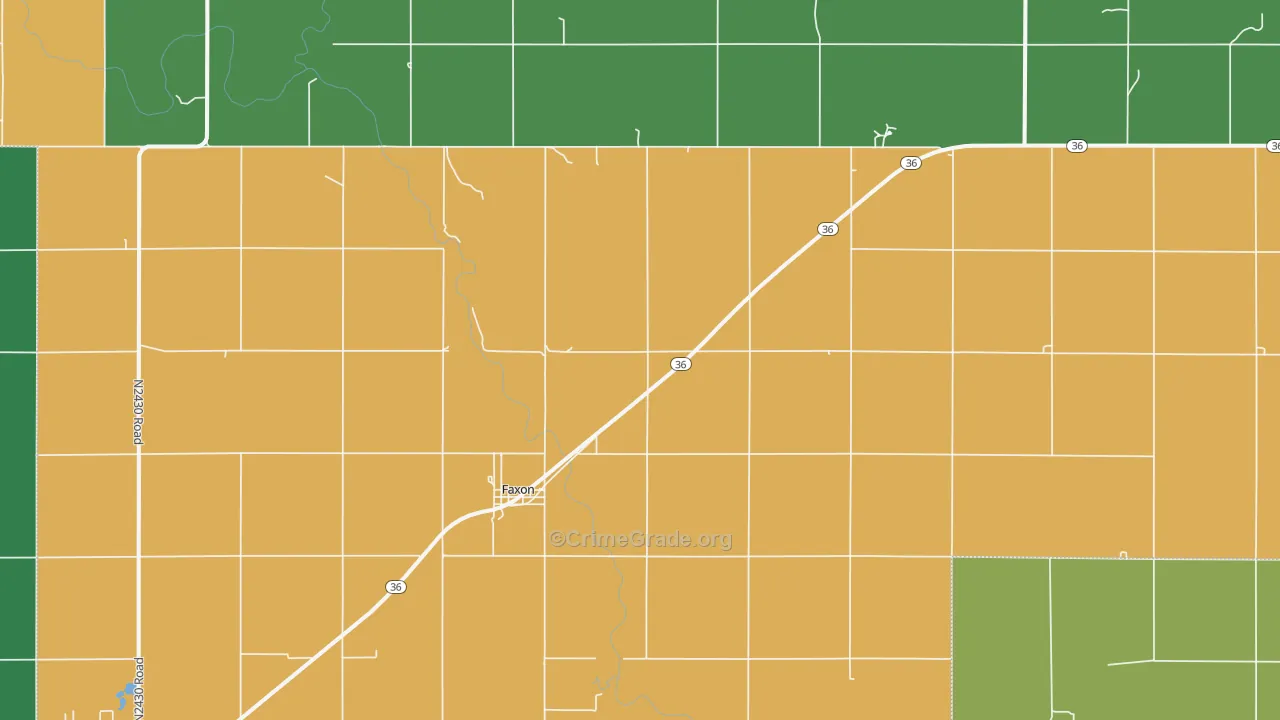 Faxon, OK Map of Vehicle Theft Rates