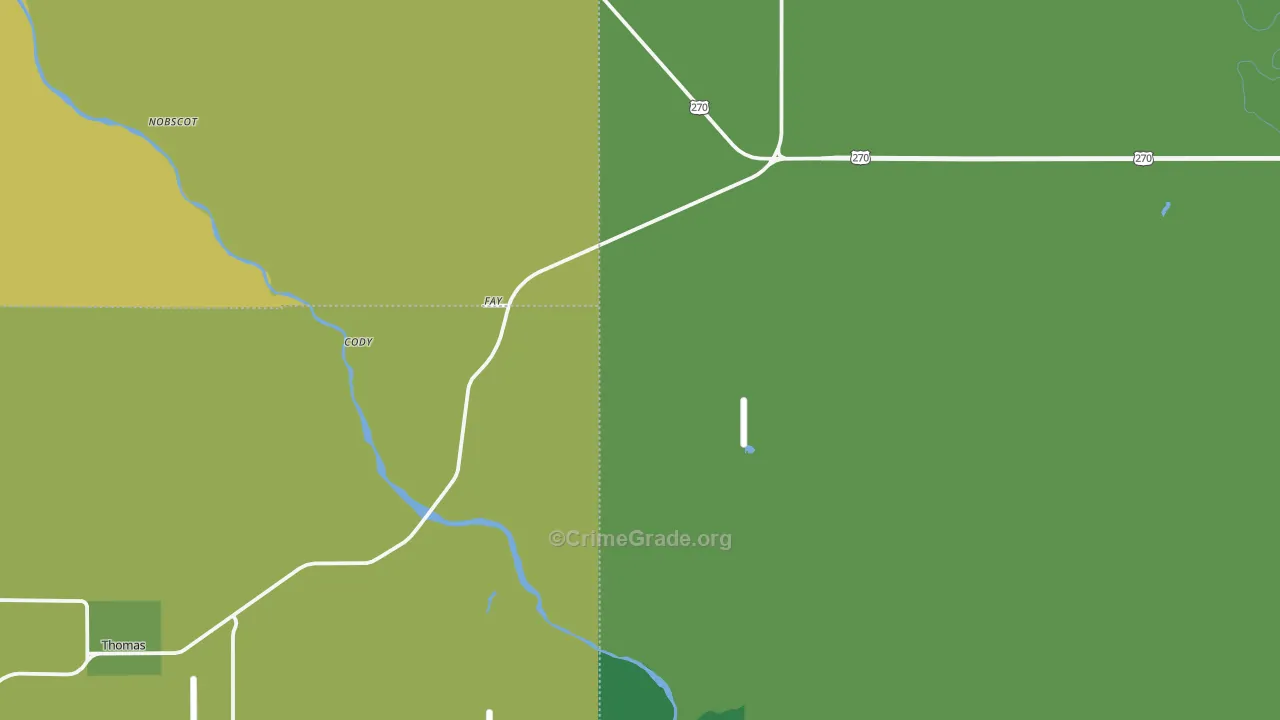 Fay, OK Map of Vehicle Theft Rates