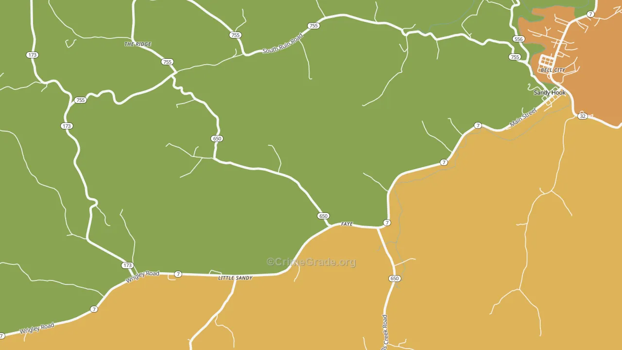 Faye, KY Map of Vehicle Theft Rates