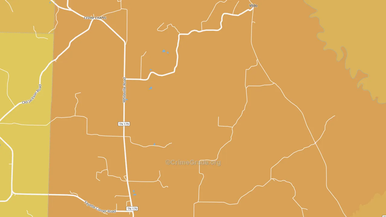 Fayette Corners, TN Map of Vehicle Theft Rates