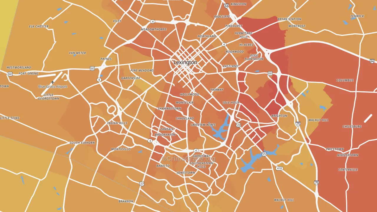 Fayette County, KY Map of Vehicle Theft Rates