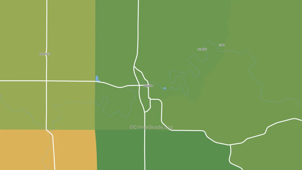 Fayette, IA Map of Vehicle Theft Rates