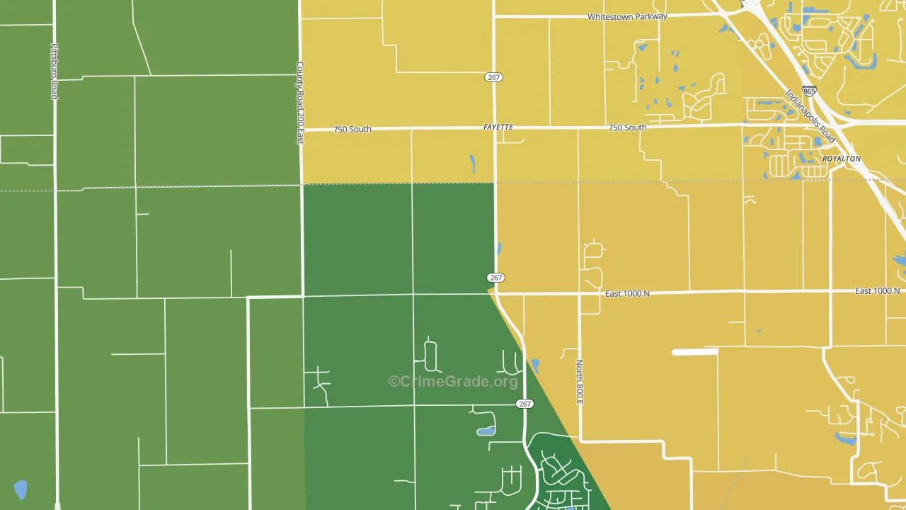 Fayette, IN Map of Vehicle Theft Rates