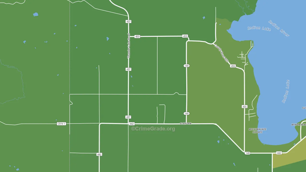 Fayette, MI Map of Vehicle Theft Rates