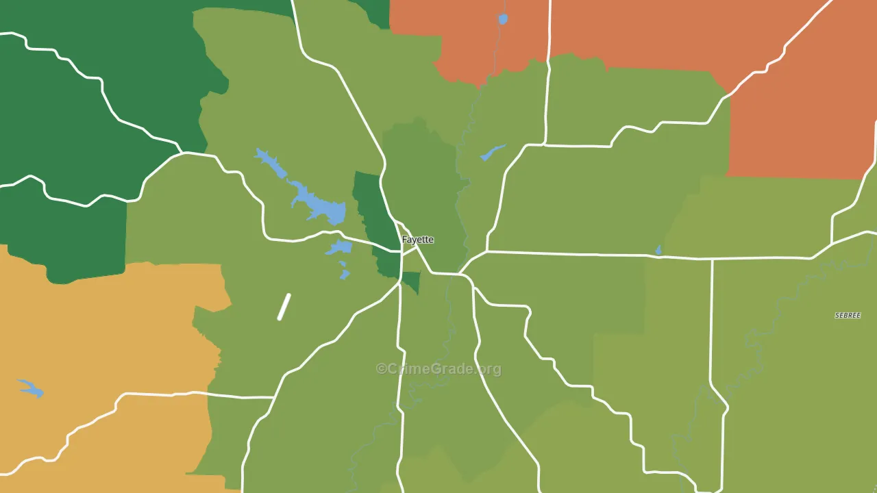 Fayette, MO Map of Vehicle Theft Rates