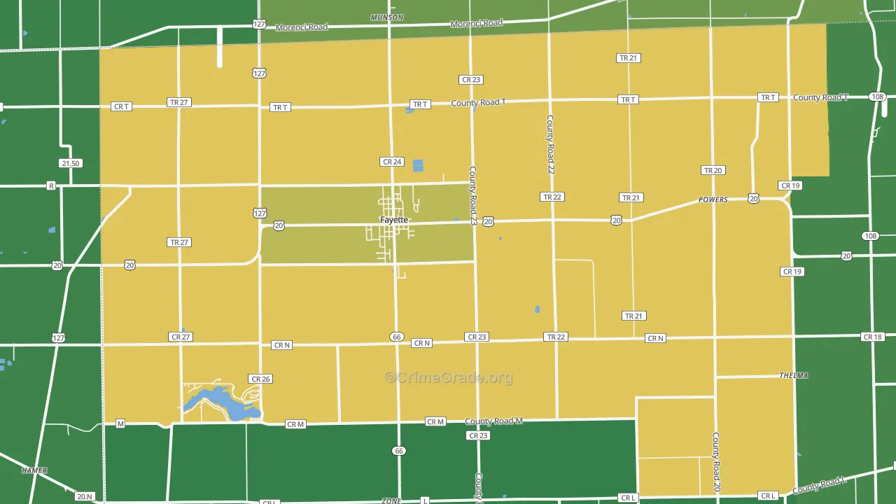 Fayette, OH Map of Vehicle Theft Rates