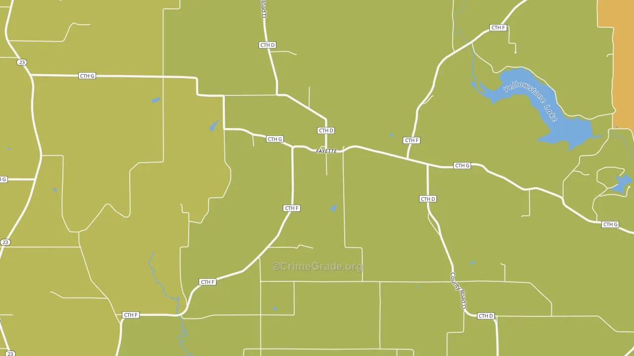 Fayette, WI Map of Vehicle Theft Rates