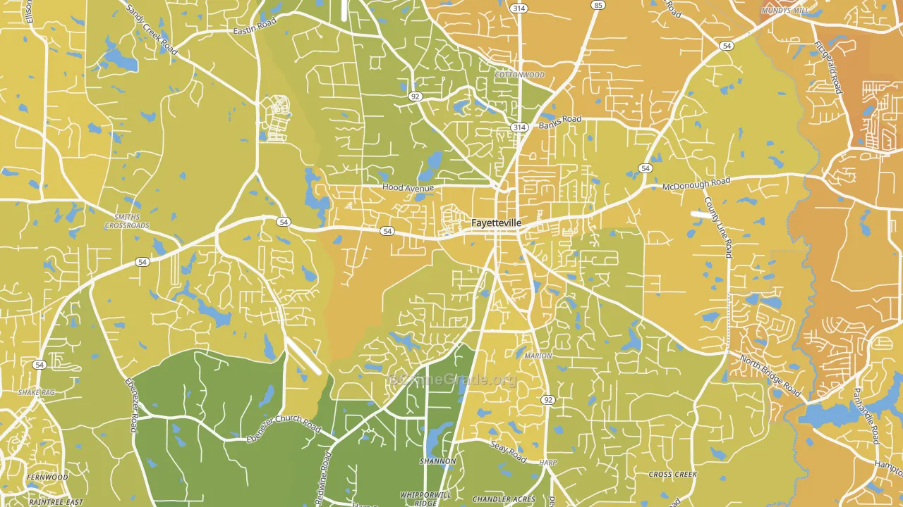 Fayetteville, GA Map of Vehicle Theft Rates
