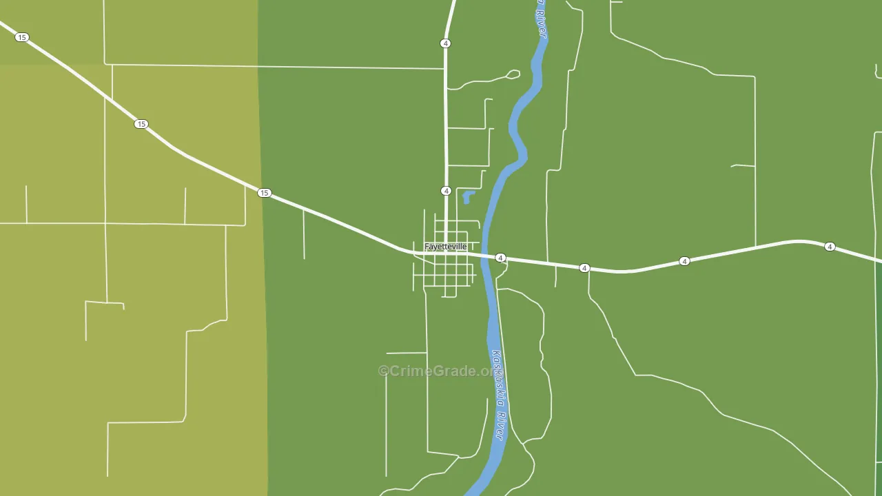 Fayetteville, IL Map of Vehicle Theft Rates