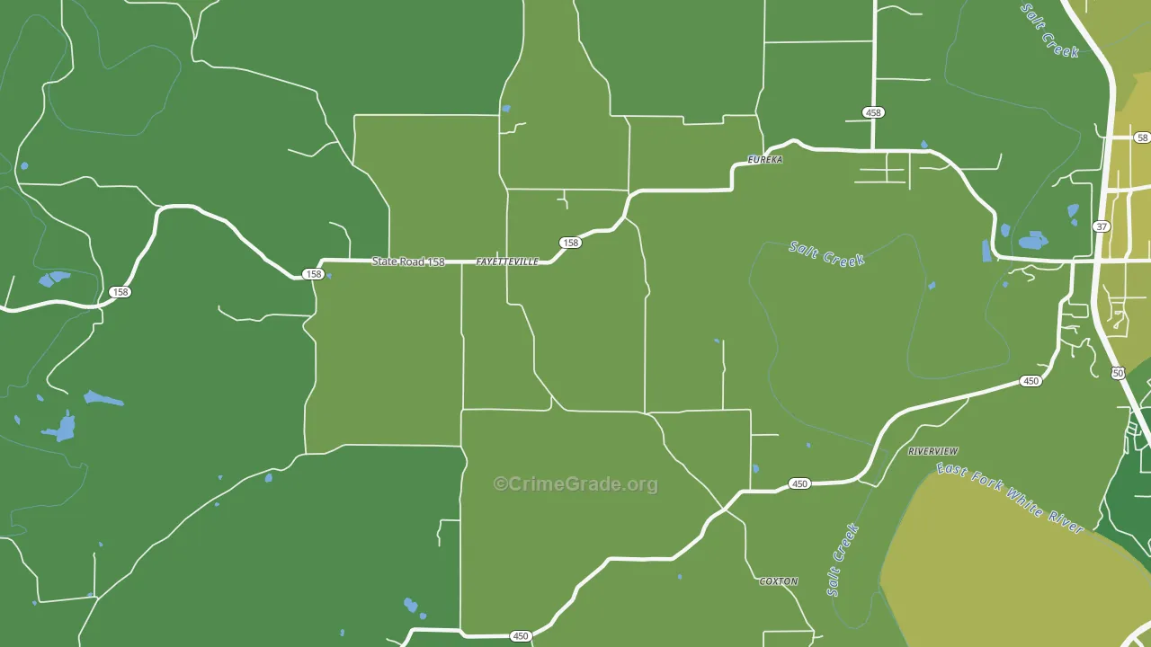 Fayetteville, IN Map of Vehicle Theft Rates