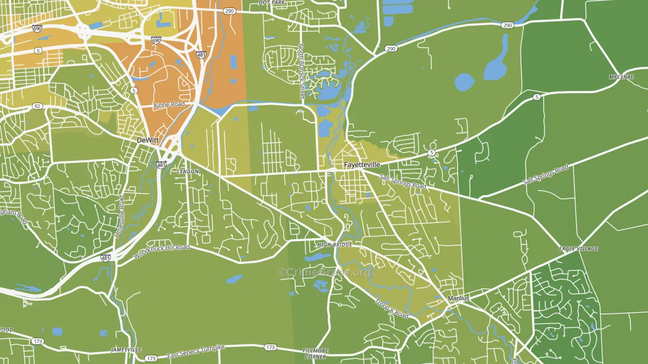 Fayetteville, NY Map of Vehicle Theft Rates