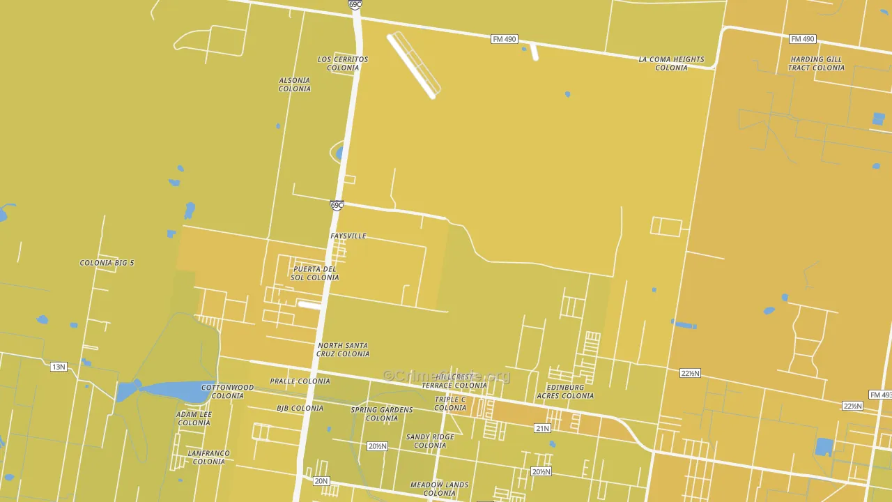 Faysville, TX Map of Vehicle Theft Rates