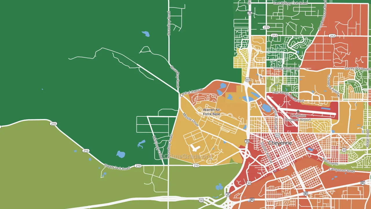 Fe Warren Afb, WY Map of Vehicle Theft Rates