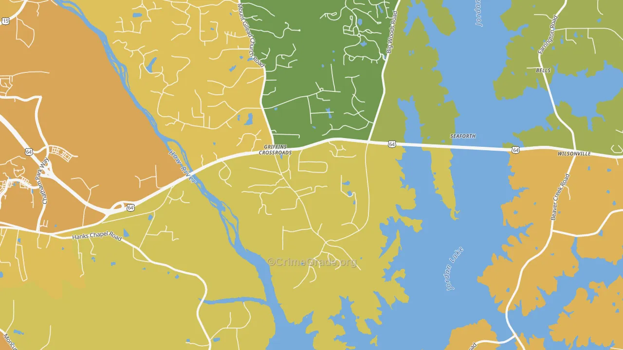Fearrington, NC Map of Vehicle Theft Rates