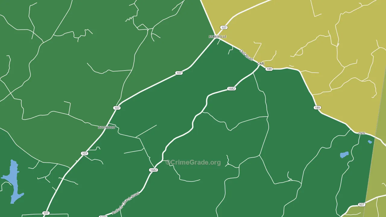 Fearsville, KY Map of Vehicle Theft Rates