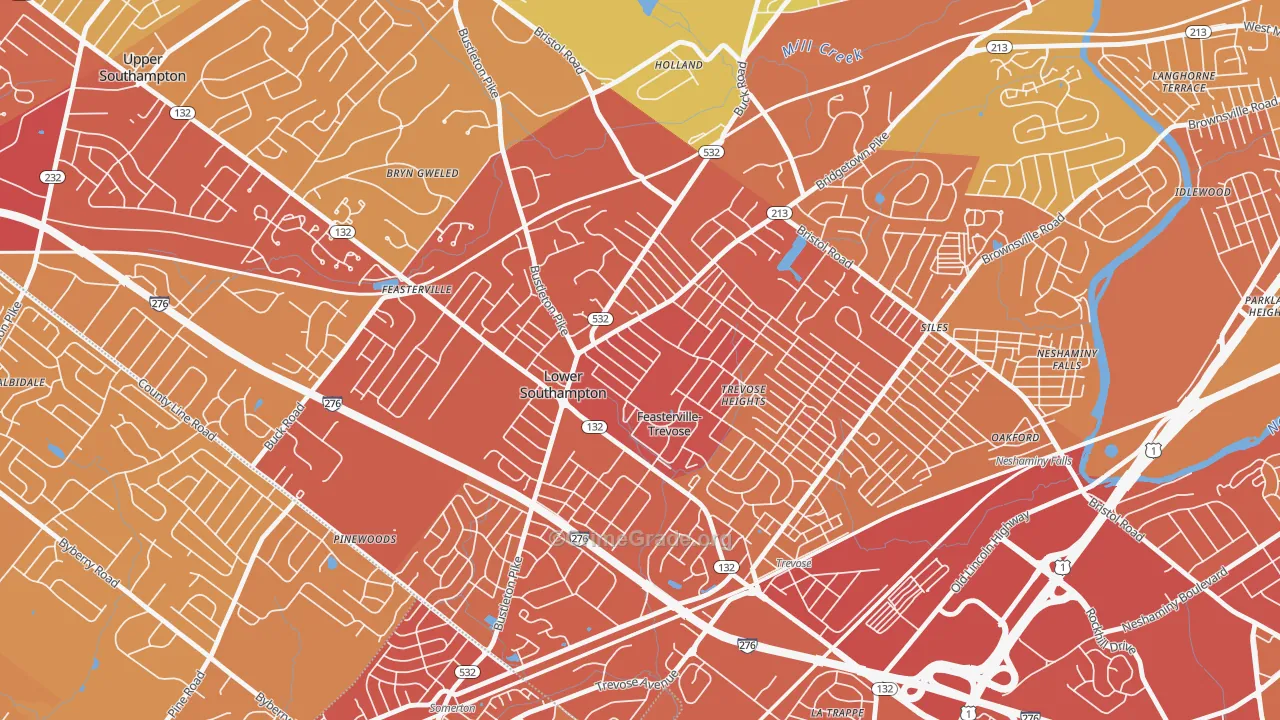 Feasterville, Feasterville-Trevose, PA Map of Vehicle Theft Rates