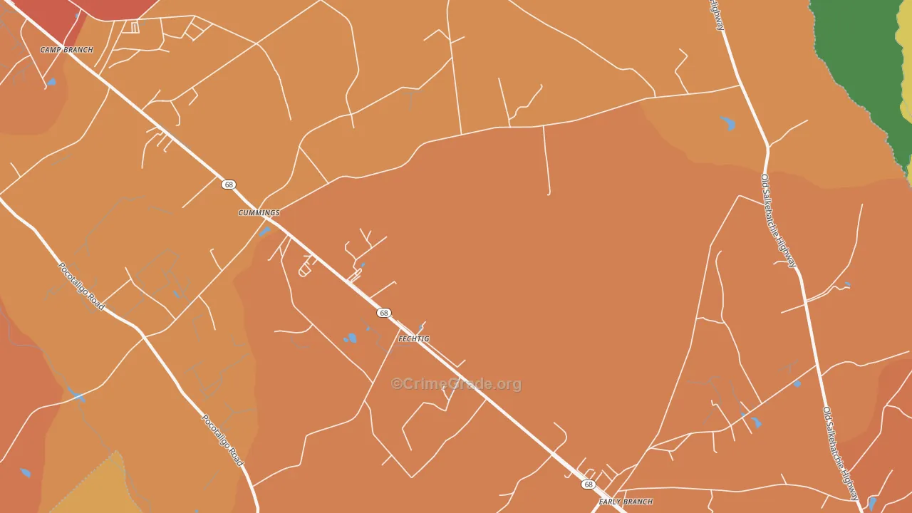 Fechtig, SC Map of Vehicle Theft Rates