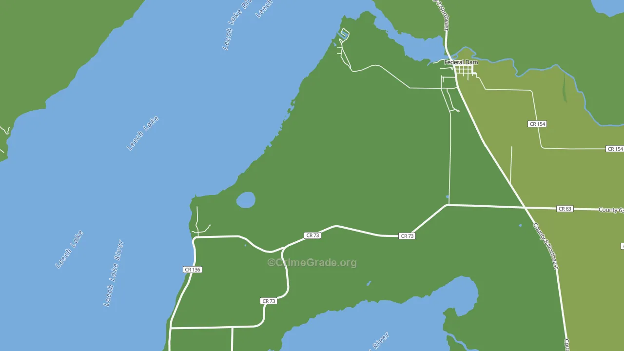 Federal Dam, MN Map of Vehicle Theft Rates