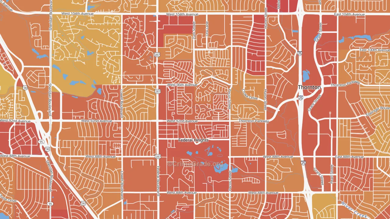 Federal Heights, CO Map of Vehicle Theft Rates