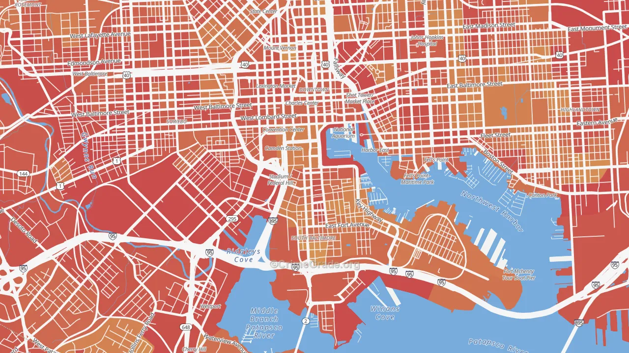 Federal Hill-Montgomery, Baltimore, MD Map of Vehicle Theft Rates
