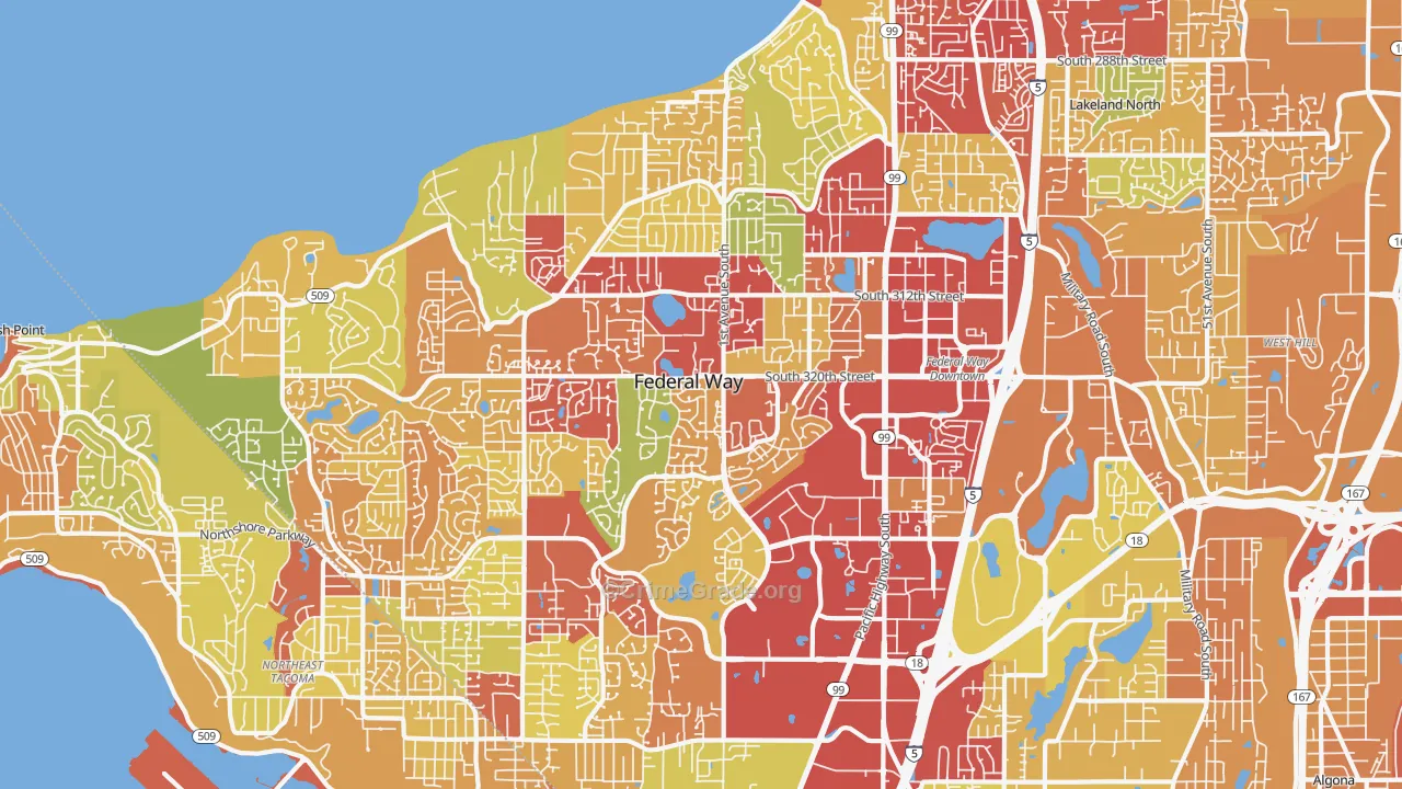 Federal Way, WA Map of Vehicle Theft Rates
