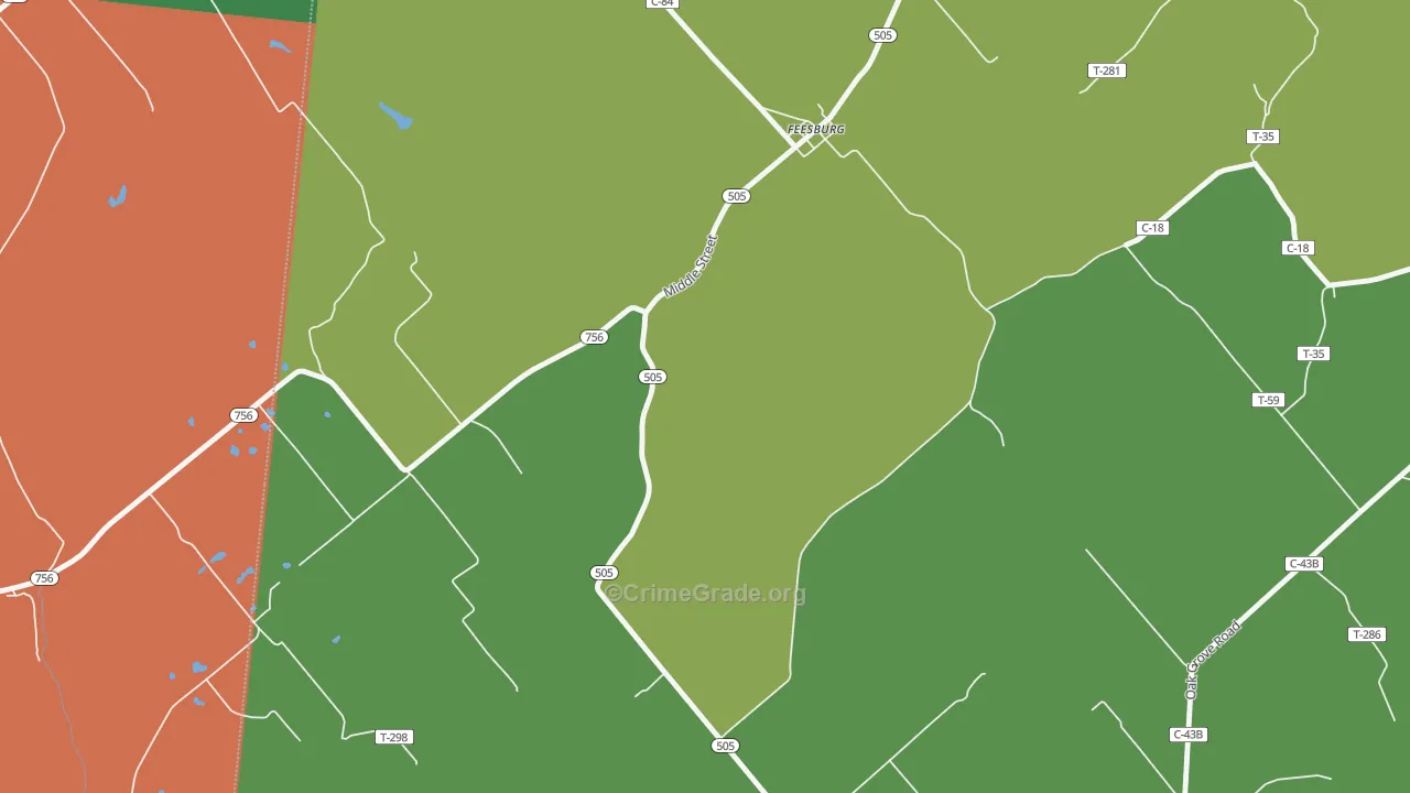 Feesburg, OH Map of Vehicle Theft Rates