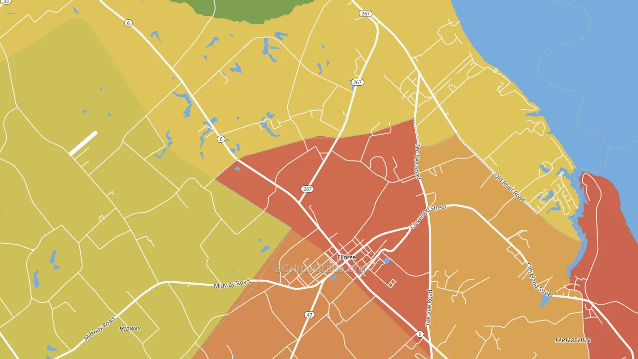 Felderville, SC Map of Vehicle Theft Rates