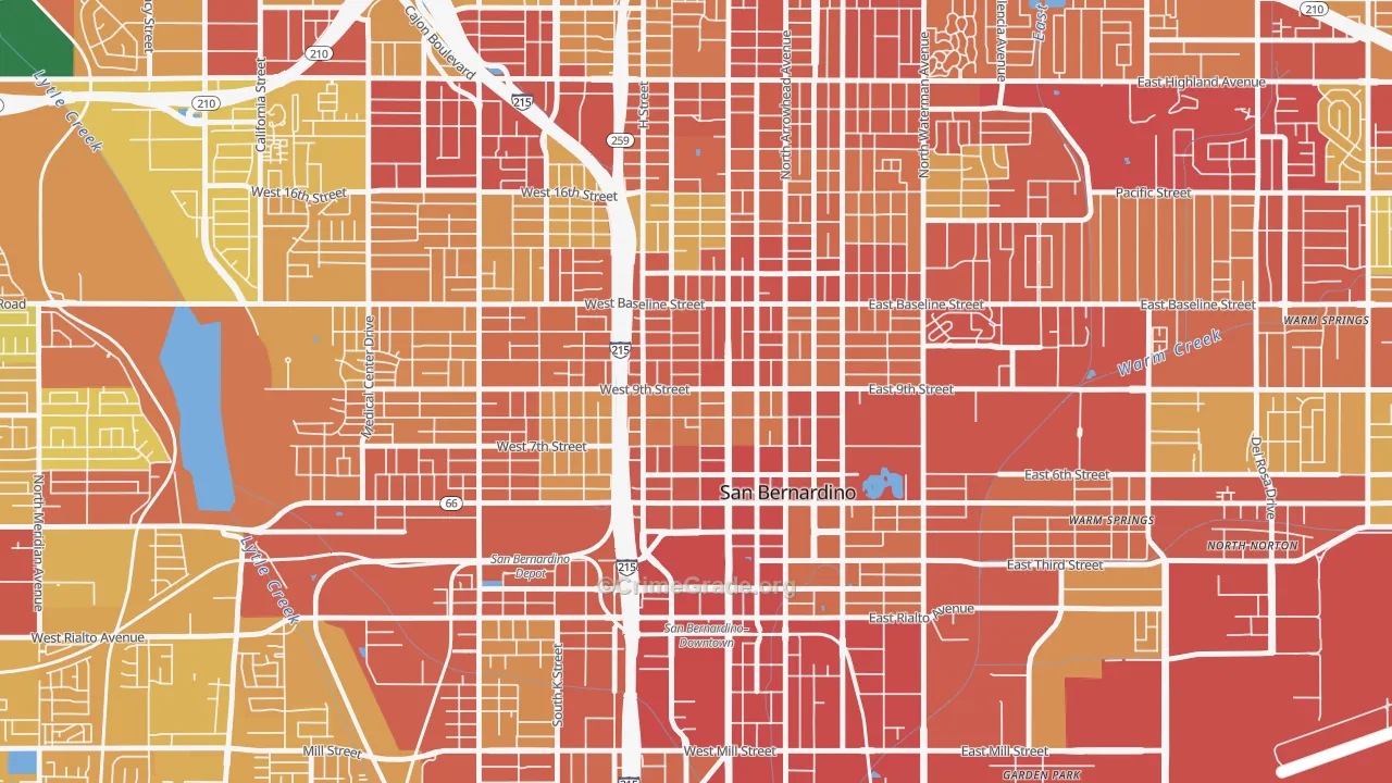 Feldheym, San Bernardino, CA Map of Vehicle Theft Rates