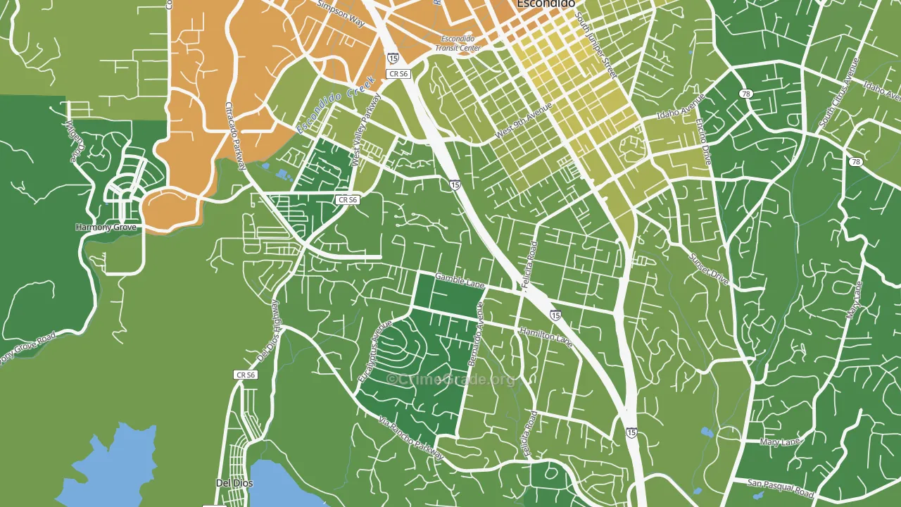 Felicita, Escondido, CA Map of Vehicle Theft Rates