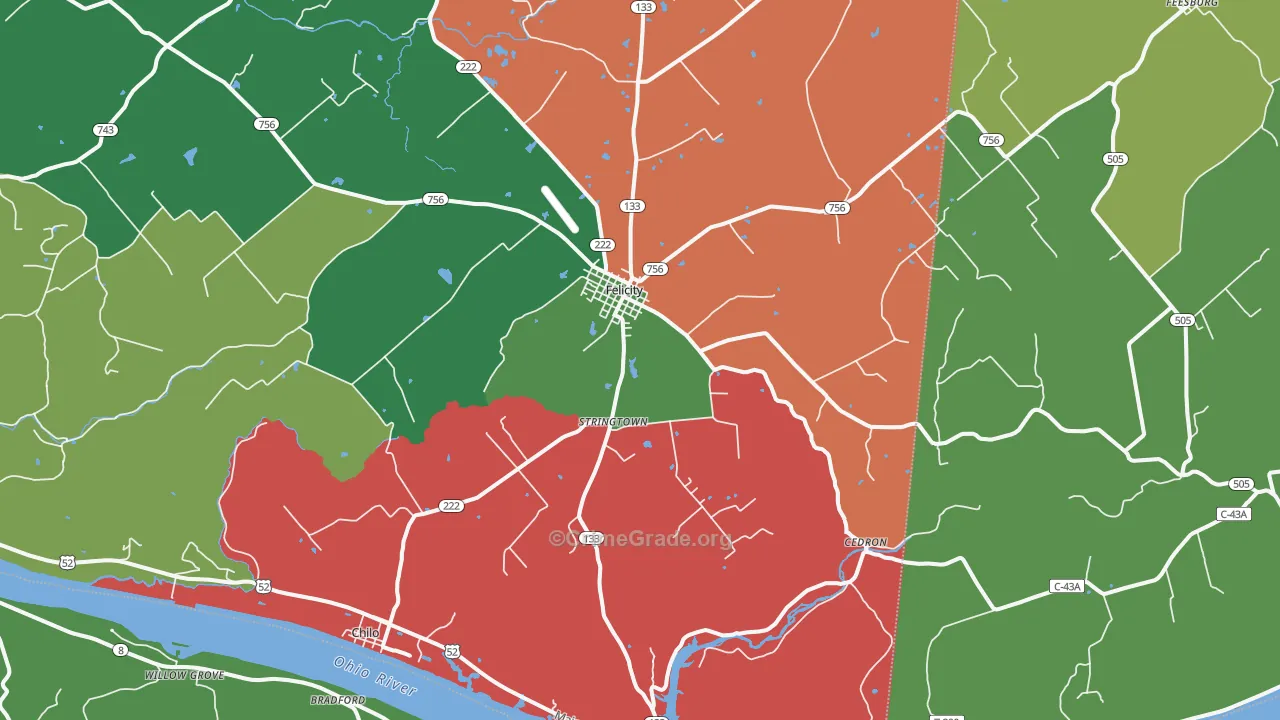 Felicity, OH Map of Vehicle Theft Rates