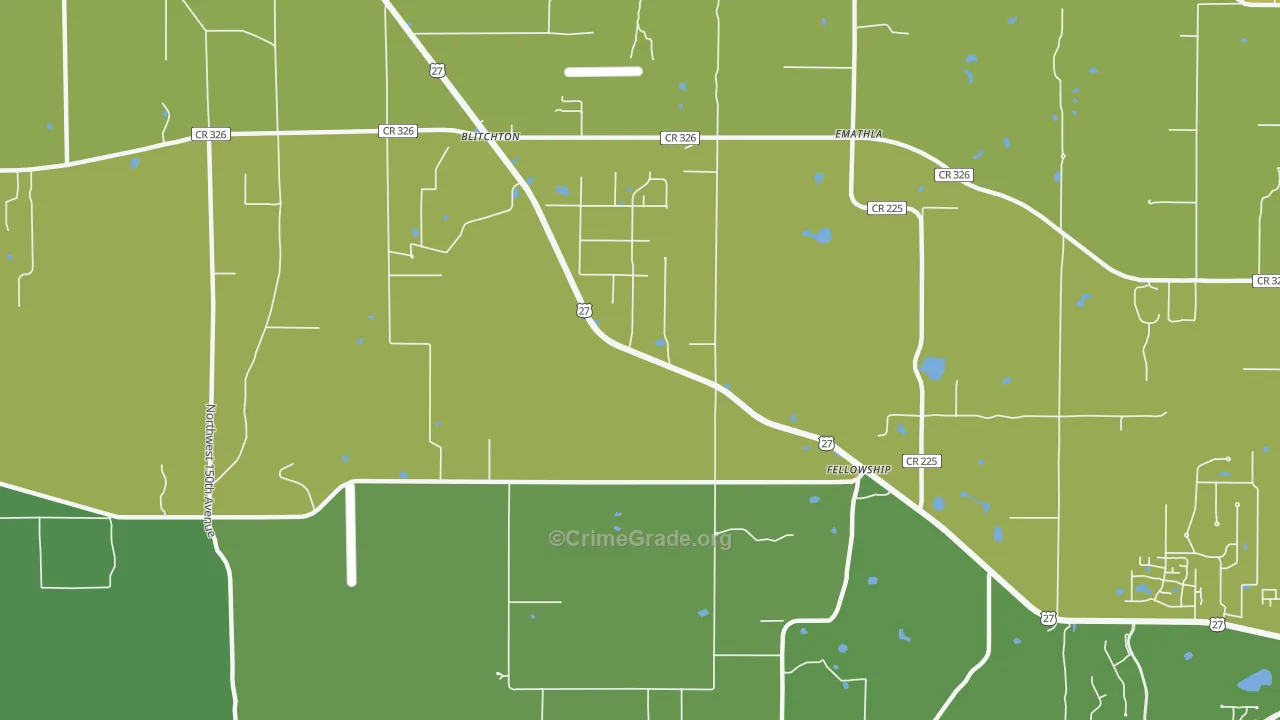 Fellowship, FL Map of Vehicle Theft Rates